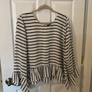 a.n.a A New Approach striped flared sleeves blouse size XL